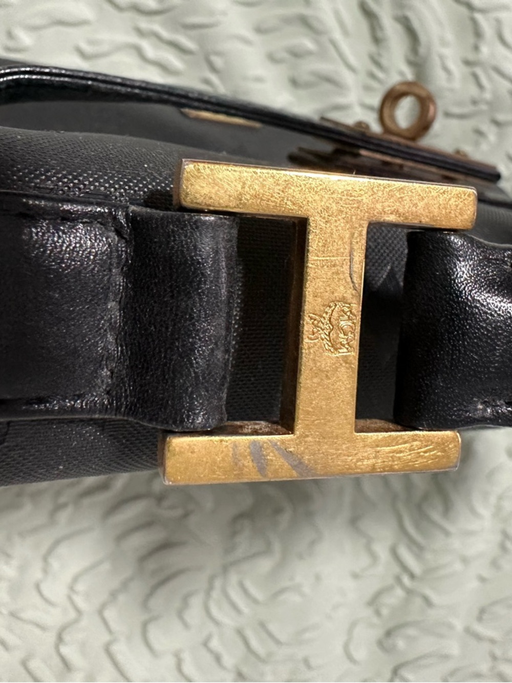 Vintage MCM Black Logo Top-Handle Kelly Crossbody Bag - Picture 7 of 15